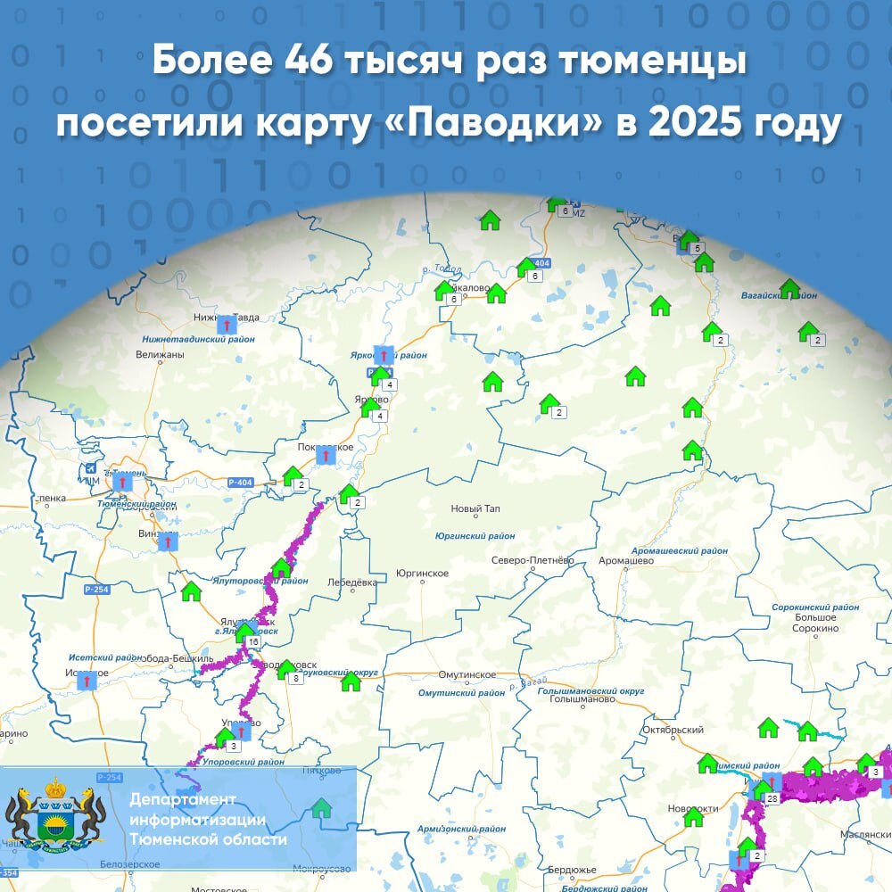 Тюменцы более 46 тысяч раз посетили карту «Паводки» в 2025 году